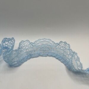 VTG Light Blue Lace Trim Ruffle Edge Sewing Craft Embellishment - 2 yards‎ 12 in